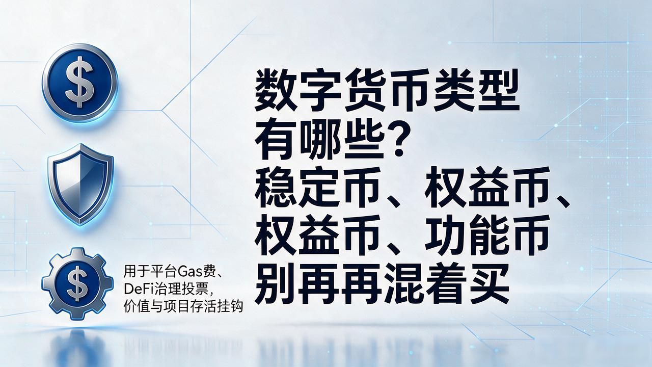 数字货币类型有哪些？稳定币、权益币、功能币别再混着买