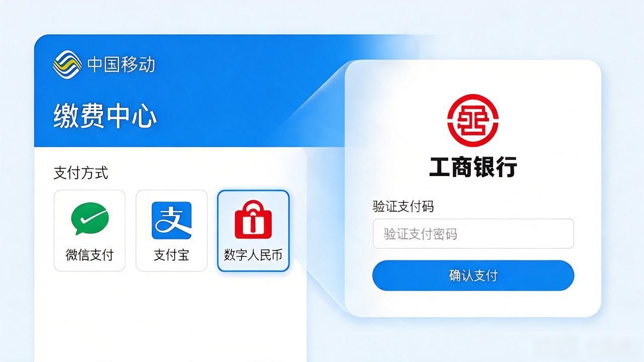 工行数字人民币充移动话费，几步就搞定了